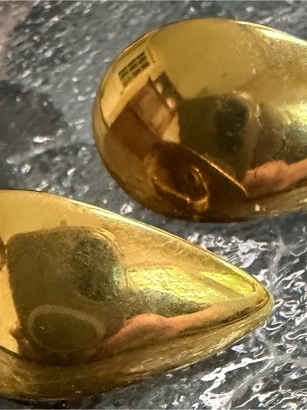 TWO Pair of Gold Clip-on Earrings Triangle & Huggies